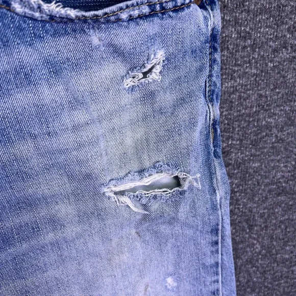 American Eagle Shorts Mens 31 Light Blue Raw Hem Distressed Denim Summer Bermuda - Picture 9 of 15